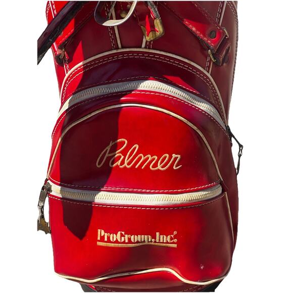 Vintage The Axiom Golf Bag Red Leather Palmer ProGroup Hot-Z USA Made Rare - Picture 5 of 9